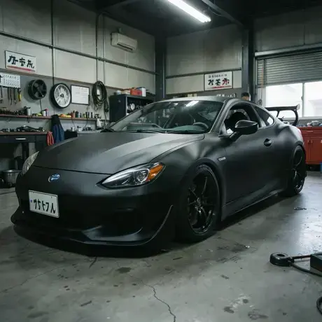 リキッドビニールでマット仕上げされた車体
